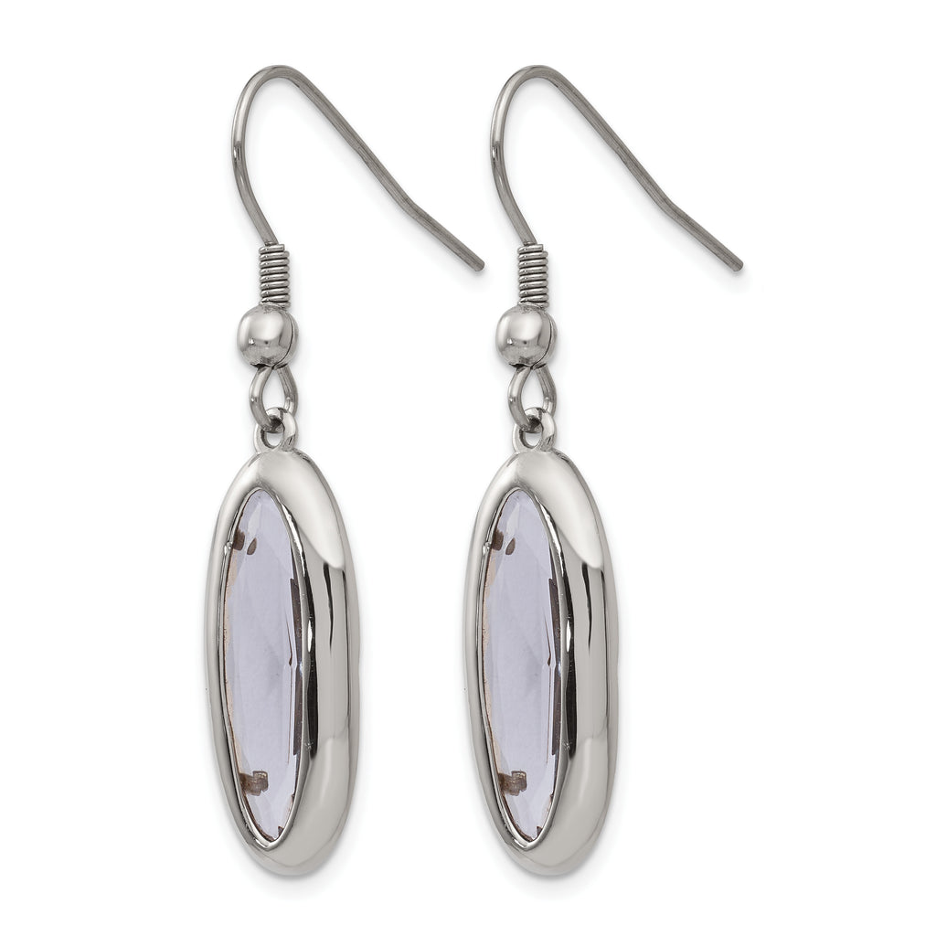 Stainless Steel Polished Oval Drop Dangle Earrings for Women