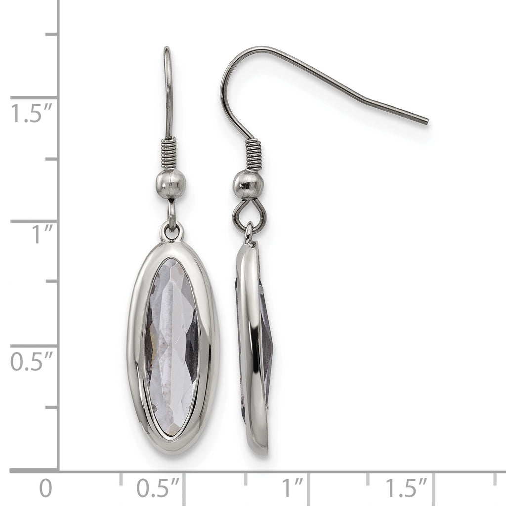 Stainless Steel Polished Oval Drop Dangle Earrings for Women