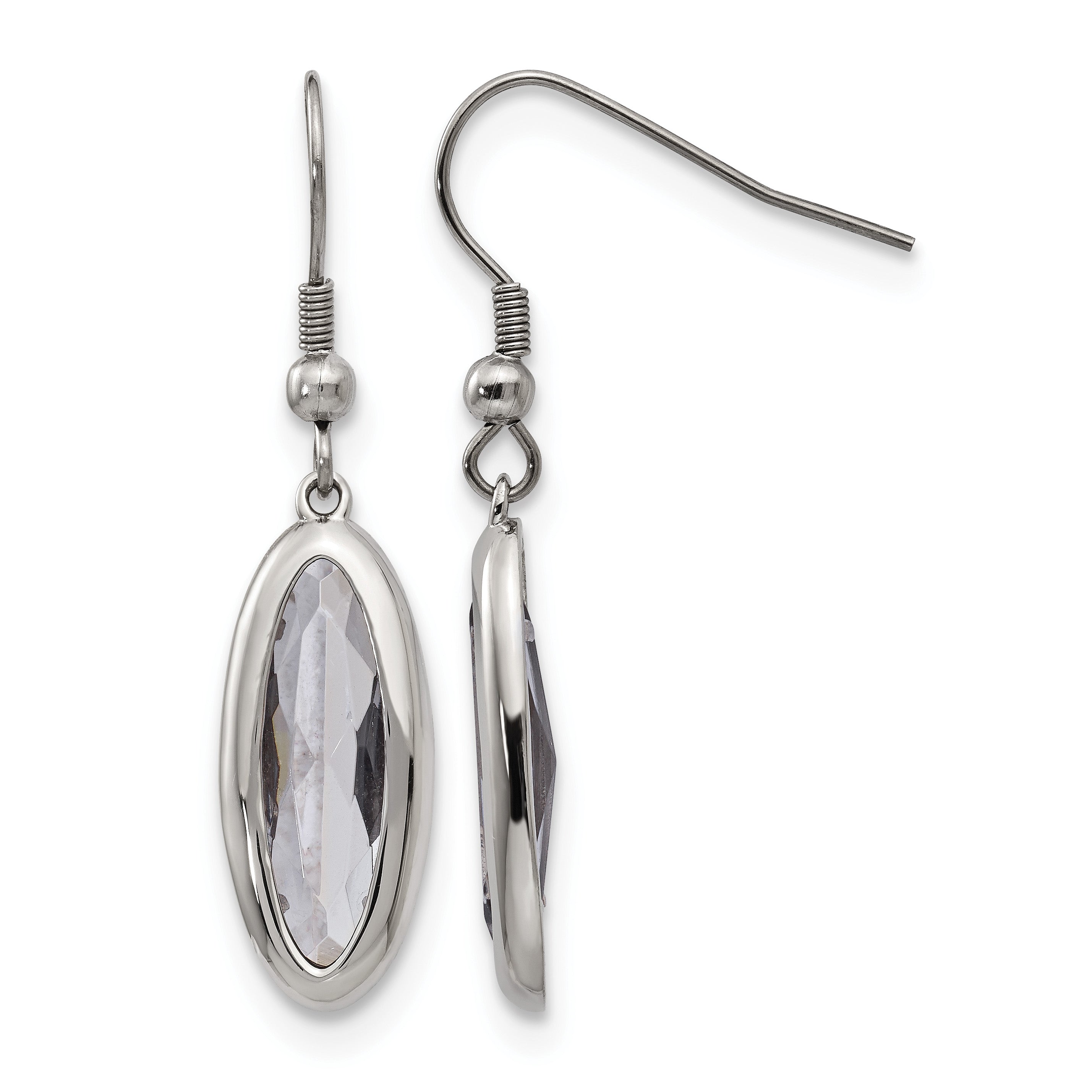 Stainless Steel Polished Oval Drop Dangle Earrings for Women Main image