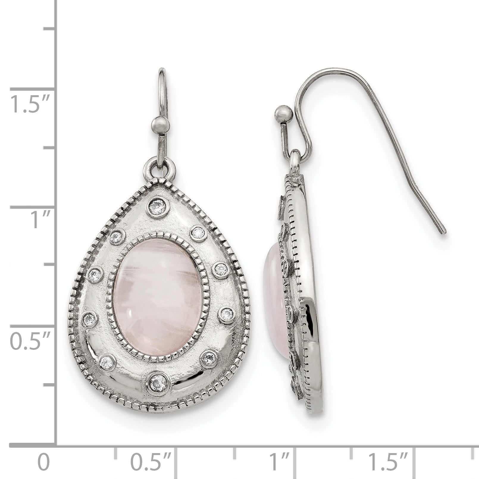 Stainless Steel Polished Cubic Zirconia Drop Dangle Earrings for Women