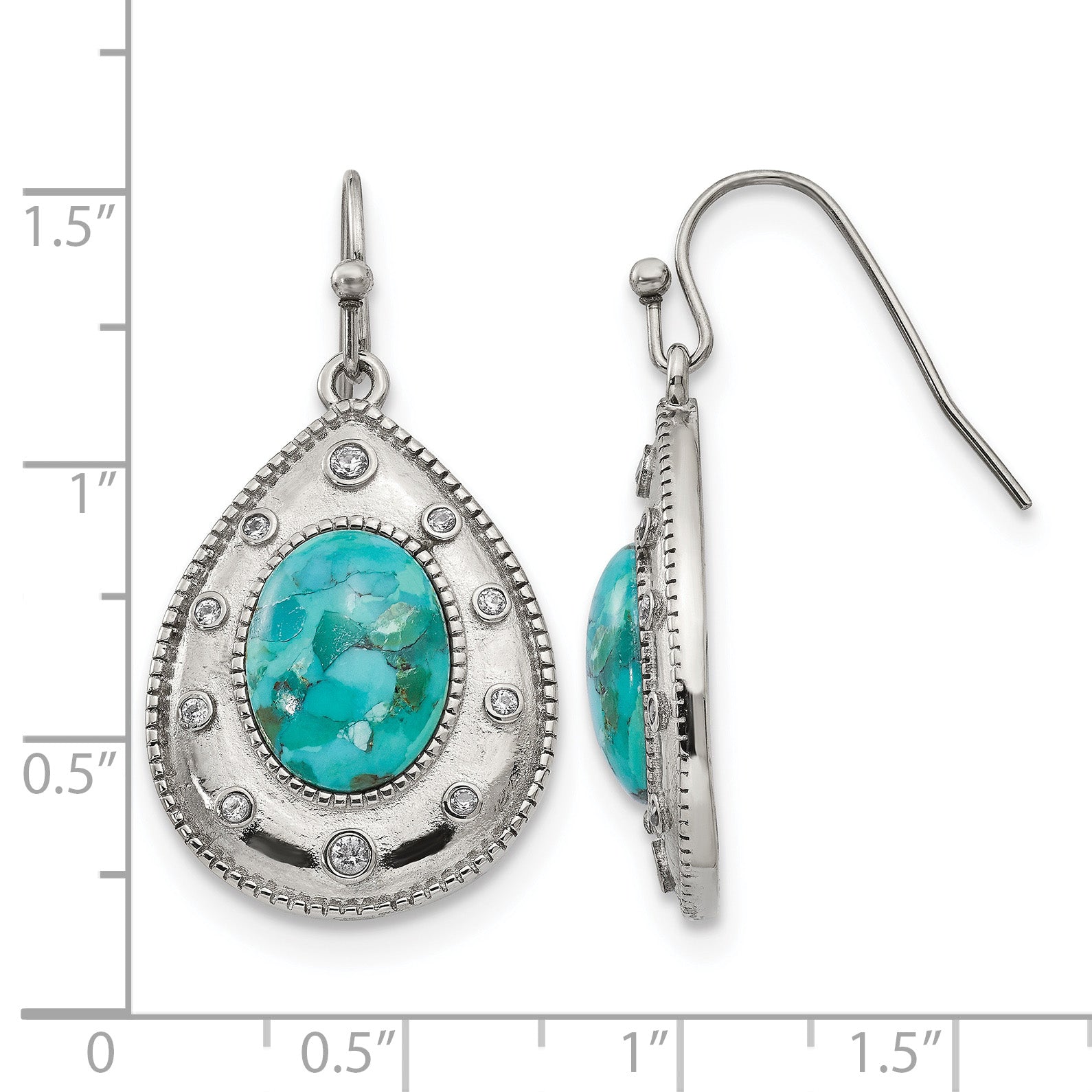 Stainless Steel Polished Cubic Zirconia Drop Dangle Earrings for Women