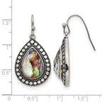 Stainless Steel Polished & Antiqued Drop Dangle Earrings for Women