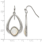 Stainless Steel Polished Pear Textured Mother of Pearl Drop Dangle Earrings for Women