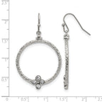 Stainless Steel Polished Textured Cubic Zirconia Drop Dangle Earrings for Women