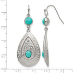 Stainless Steel Polished Hammered Cubic Zirconia Drop Dangle Earrings for Women
