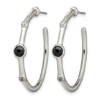 Stainless Steel Polished Black Onyx C-Hoop Earrings for Women