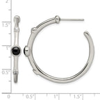 Stainless Steel Polished Black Onyx C-Hoop Earrings for Women