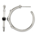 Stainless Steel Polished Black Onyx C-Hoop Earrings for Women