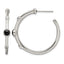 Stainless Steel Polished Black Onyx C-Hoop Earrings for Women