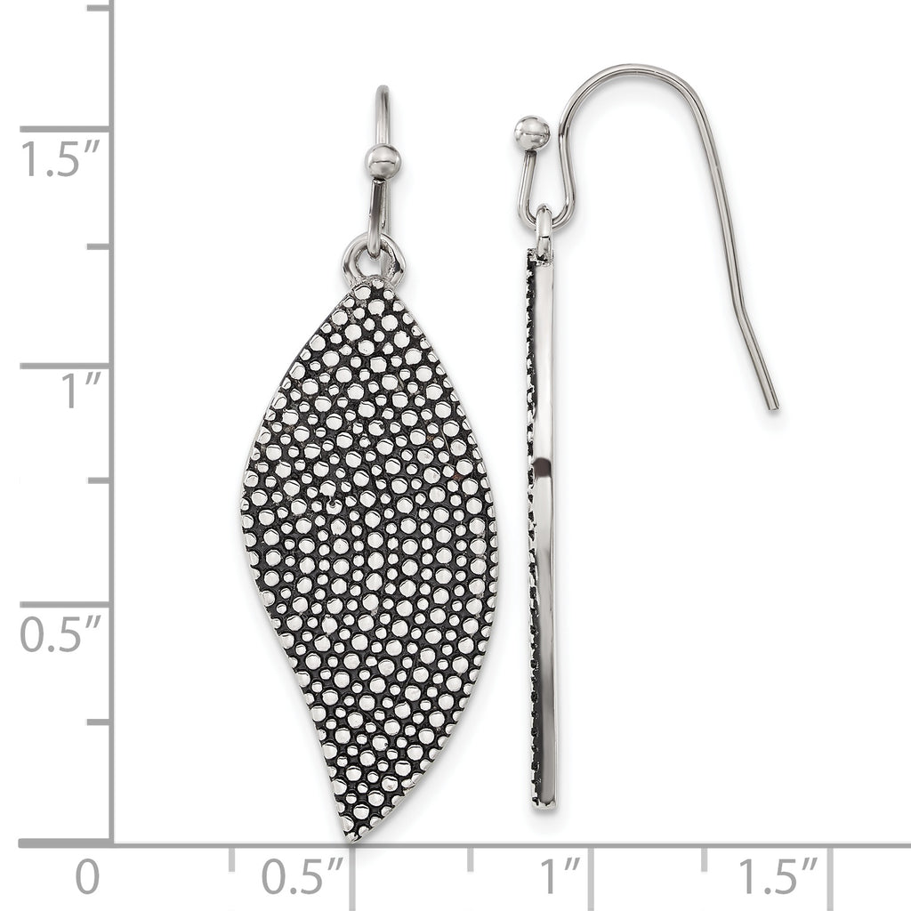 Stainless Steel Polished & Antiqued Drop Dangle Earrings for Women