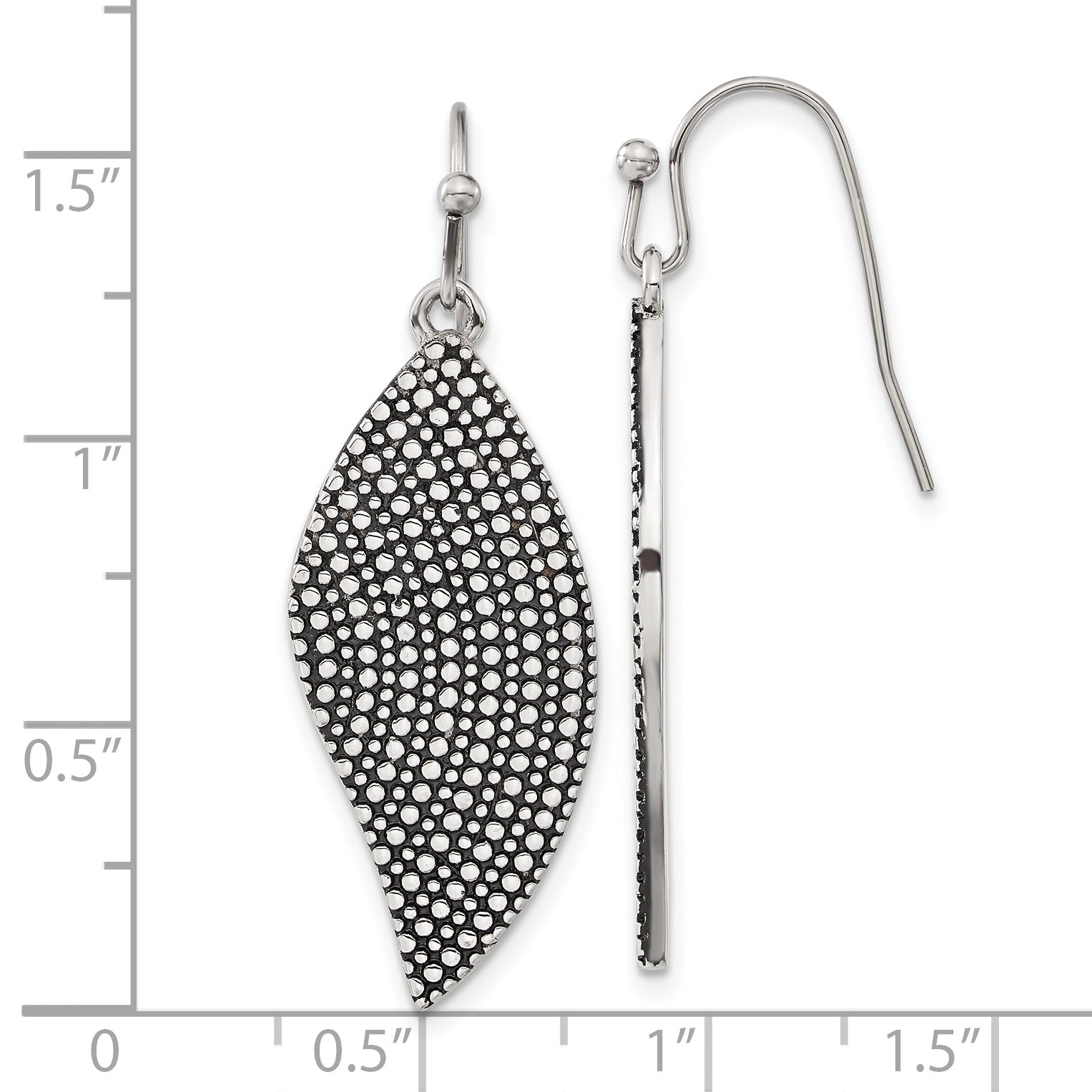 Stainless Steel Polished & Antiqued Drop Dangle Earrings for Women