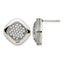 Stainless Steel Polished Square Cubic Zirconia Cluster Button Earrings for Women