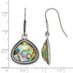 Stainless Steel Polished & Antiqued Drop Dangle Earrings for Women