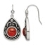 Stainless Steel Polished & Antiqued Red Cubic Zirconia Drop Dangle Earrings for Women