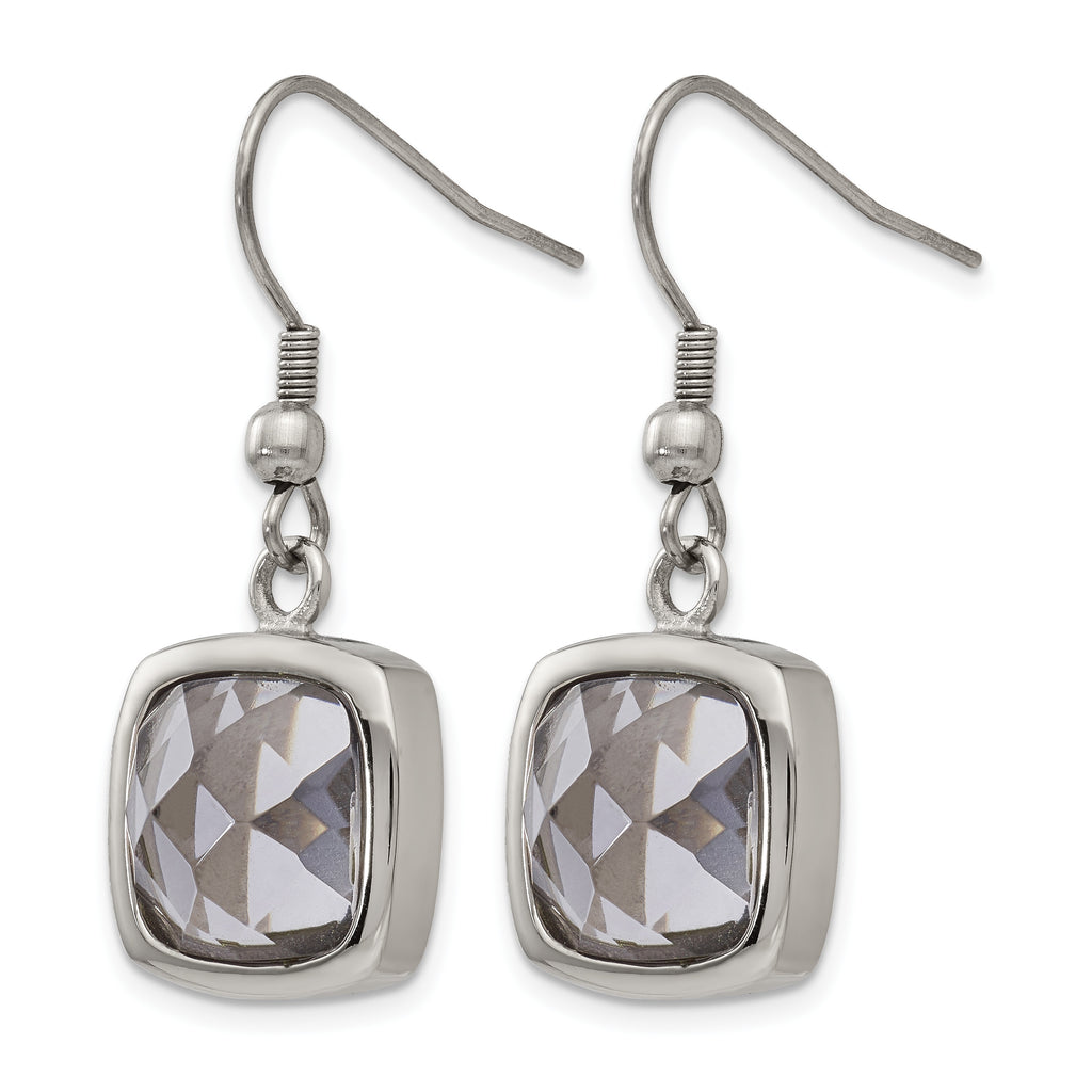 Stainless Steel Polished Square Drop Dangle Earrings for Women