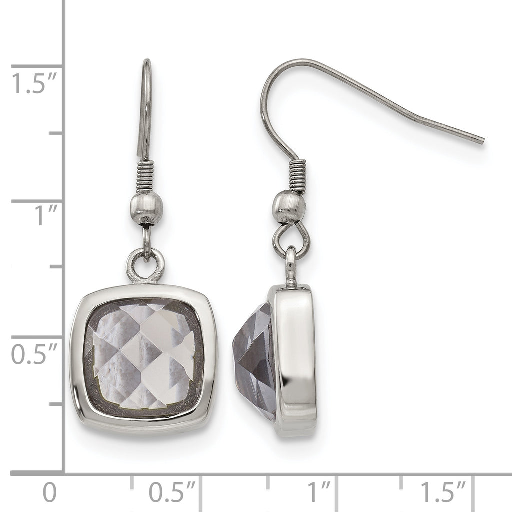 Stainless Steel Polished Square Drop Dangle Earrings for Women