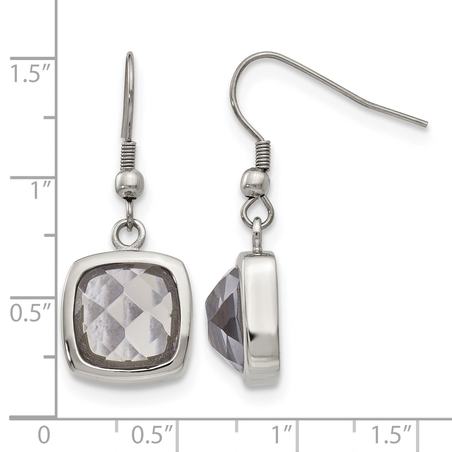 Stainless Steel Polished Square Drop Dangle Earrings for Women