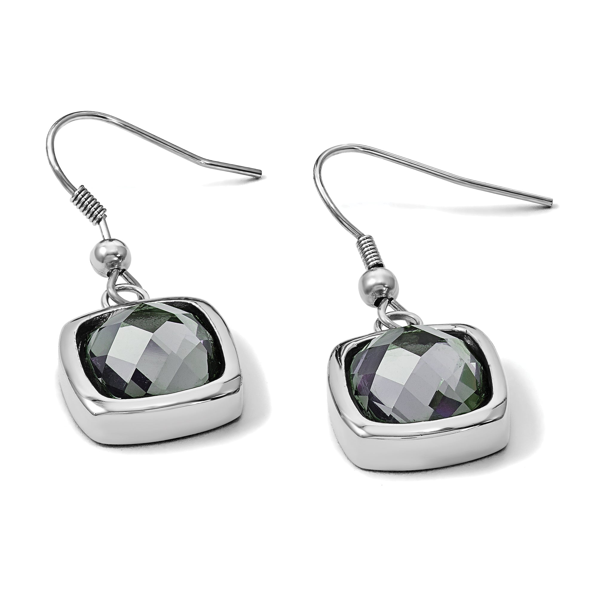Stainless Steel Polished Square Drop Dangle Earrings for Women