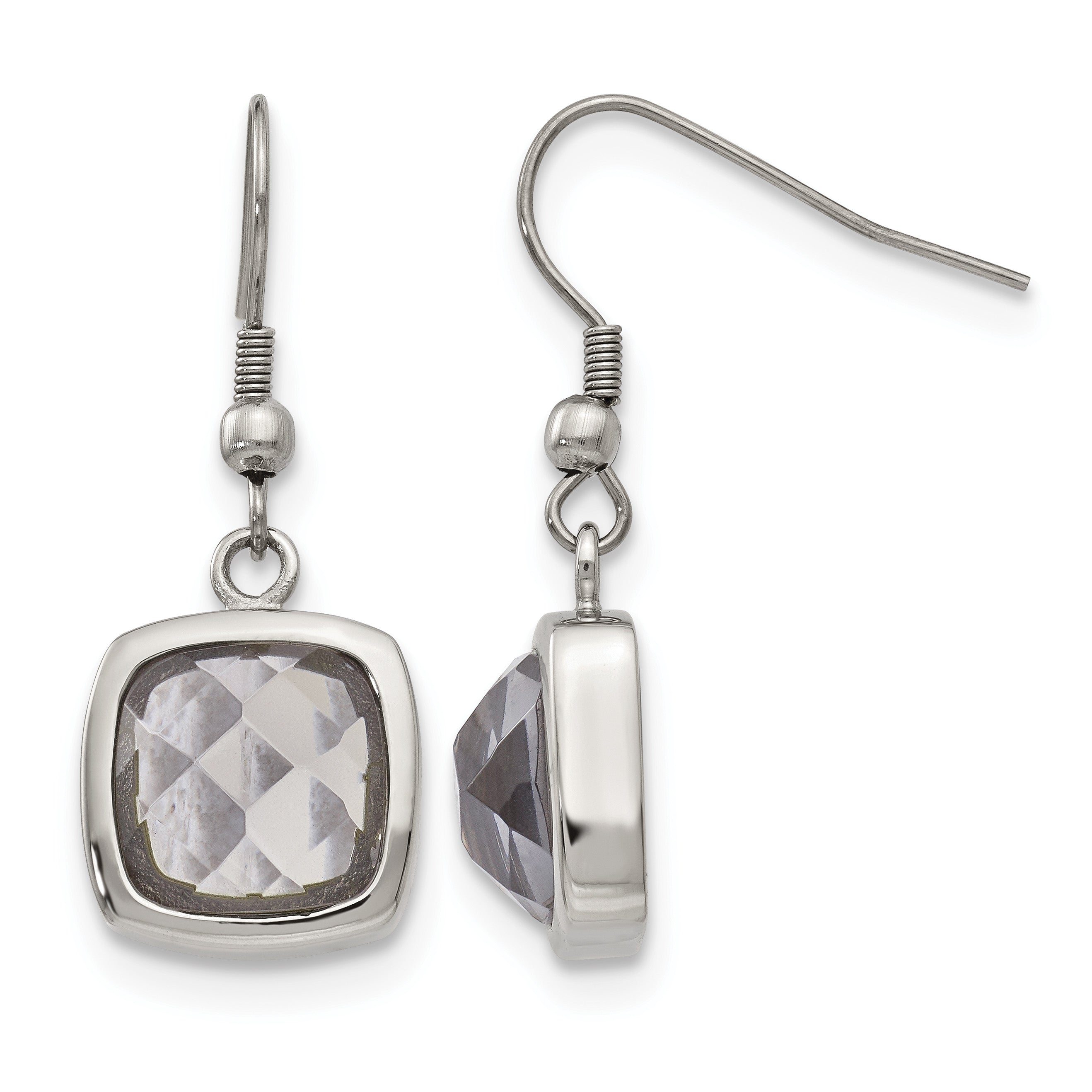 Stainless Steel Polished Square Drop Dangle Earrings for Women Main image