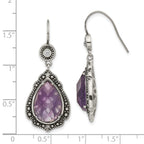 Stainless Steel Polished & Antiqued Multi-color Cubic Zirconia Drop Dangle Earrings for Women