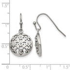Stainless Steel Polished Flower Cubic Zirconia Drop Dangle Earrings for Women