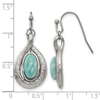 Stainless Steel Polished Textured Drop Dangle Earrings for Women