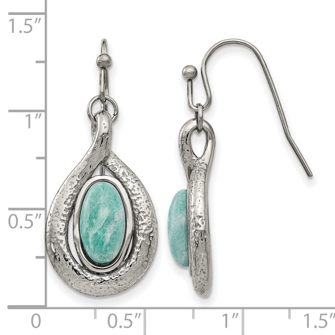 Stainless Steel Polished Textured Drop Dangle Earrings for Women