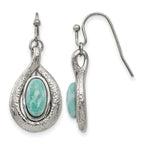Stainless Steel Polished Textured Drop Dangle Earrings for Women