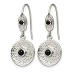 Stainless Steel Polished Textured Black Onyx Drop Dangle Earrings for Women