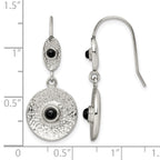 Stainless Steel Polished Textured Black Onyx Drop Dangle Earrings for Women