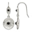 Stainless Steel Polished Textured Black Onyx Drop Dangle Earrings for Women