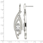 Stainless Steel Polished Marquise Textured Cubic Zirconia Drop Dangle Earrings for Women