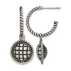 Stainless Steel Polished & Antiqued C-Hoop Earrings for Women