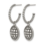 Stainless Steel Polished & Antiqued C-Hoop Earrings for Women
