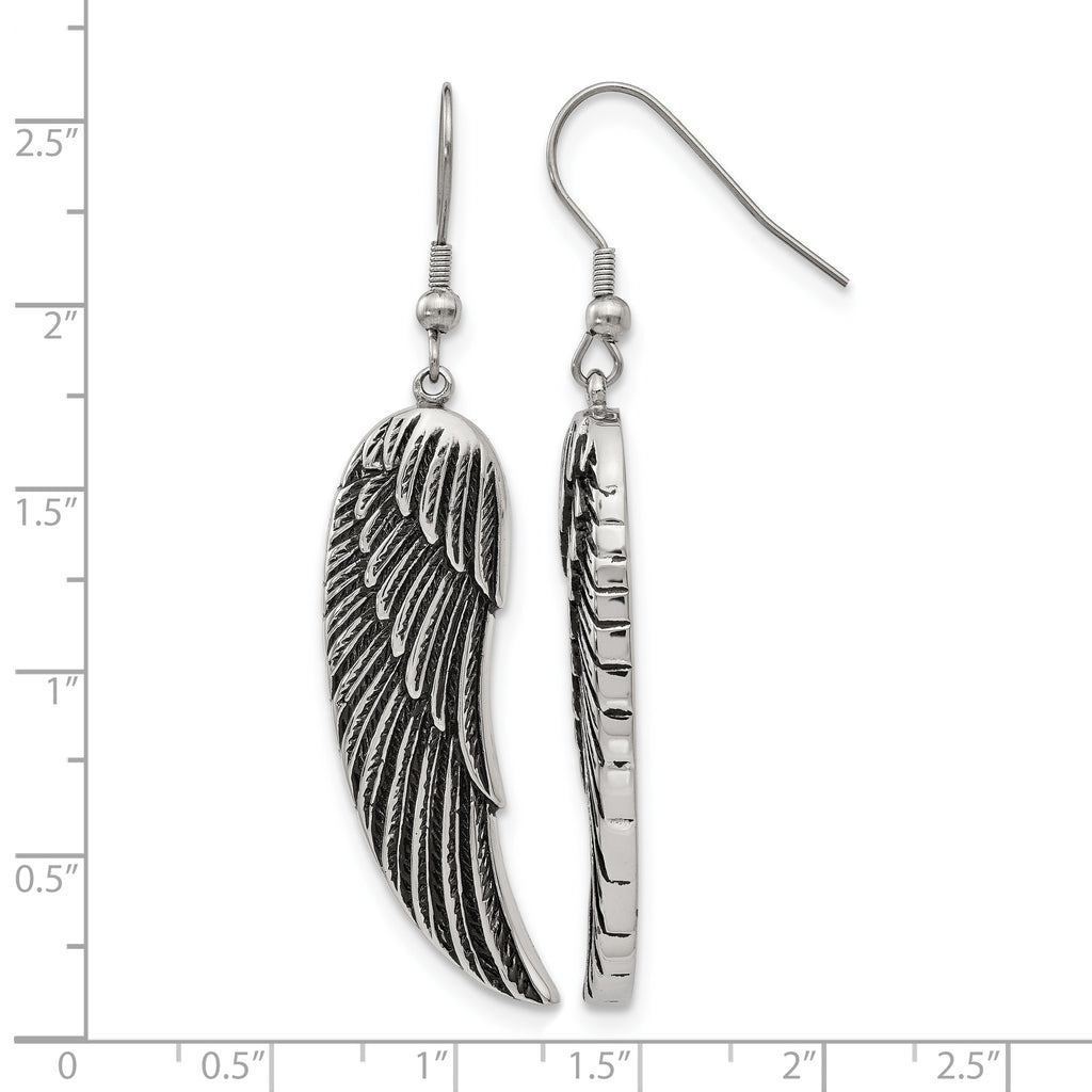 Stainless Steel Polished & Antiqued Drop Dangle Earrings for Women