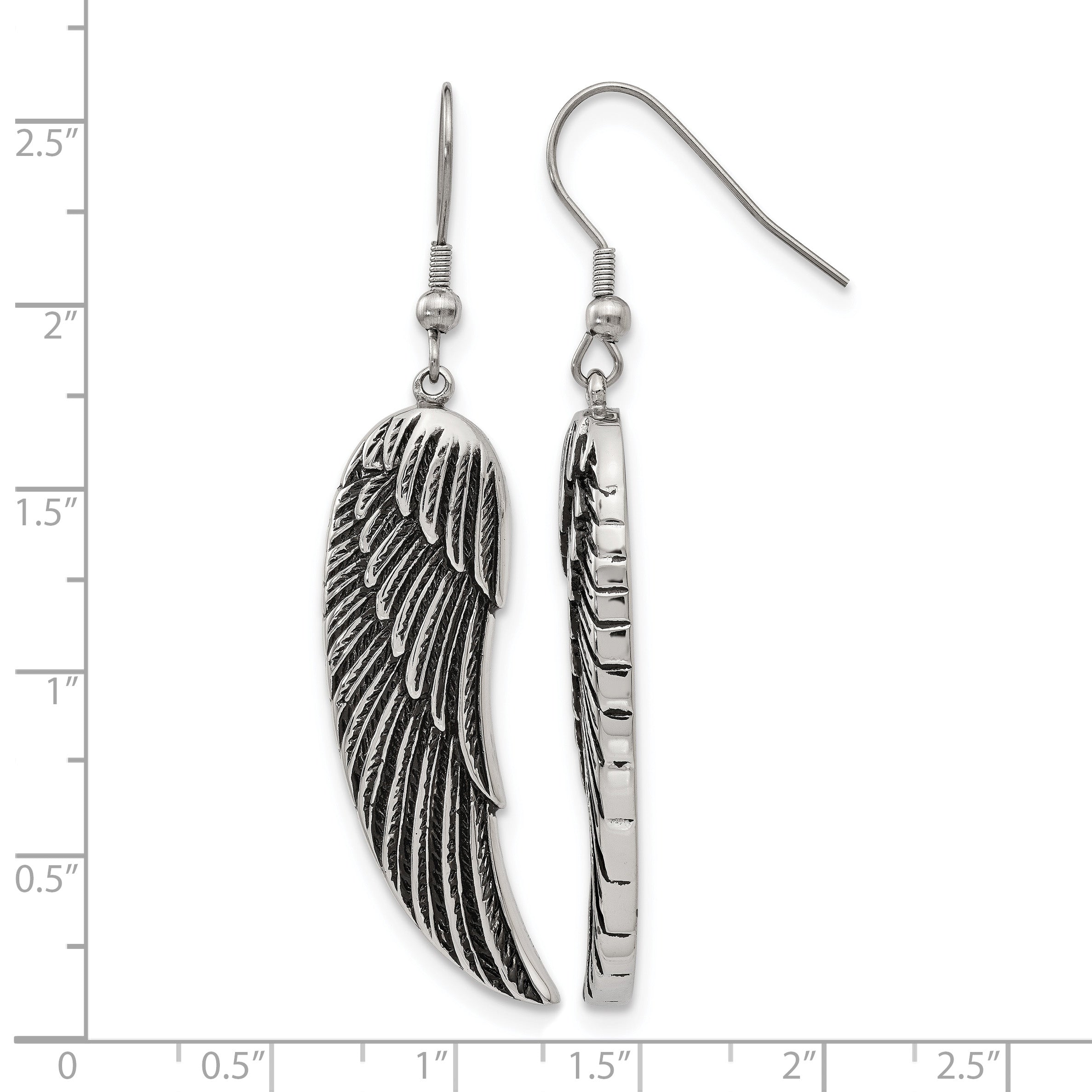 Stainless Steel Polished & Antiqued Drop Dangle Earrings for Women