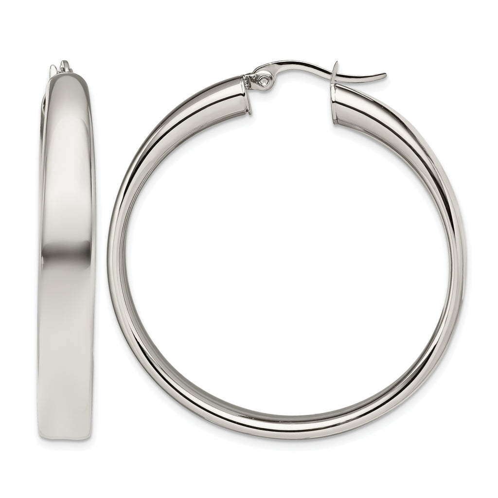 Stainless Steel Polished Hoop Earrings for Women