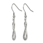 Stainless Steel Polished Infinity Cubic Zirconia Drop Dangle Earrings for Women