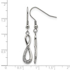 Stainless Steel Polished Infinity Cubic Zirconia Drop Dangle Earrings for Women
