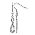 Stainless Steel Polished Infinity Cubic Zirconia Drop Dangle Earrings for Women