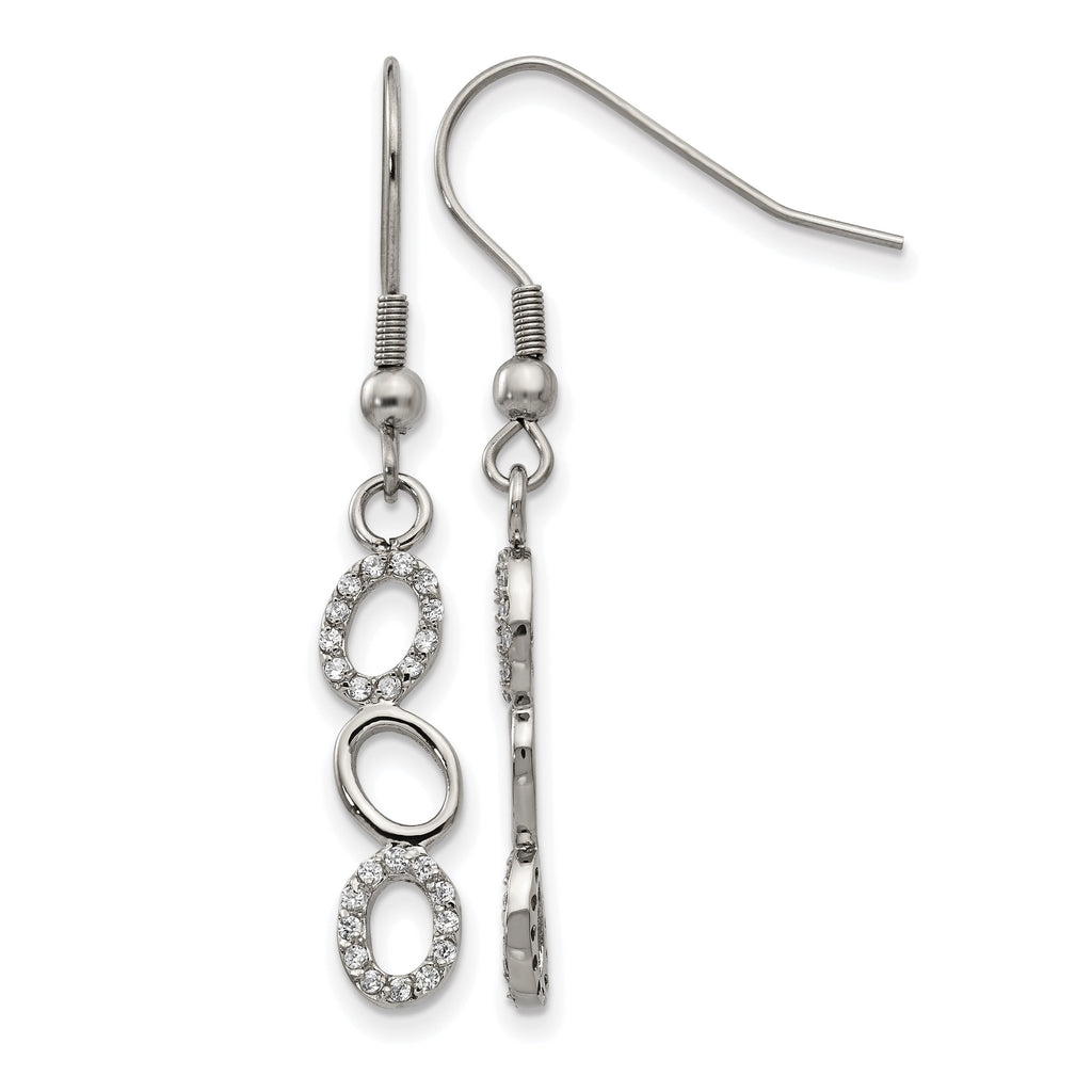 Stainless Steel Polished Oval Cubic Zirconia Drop Dangle Earrings for Women
