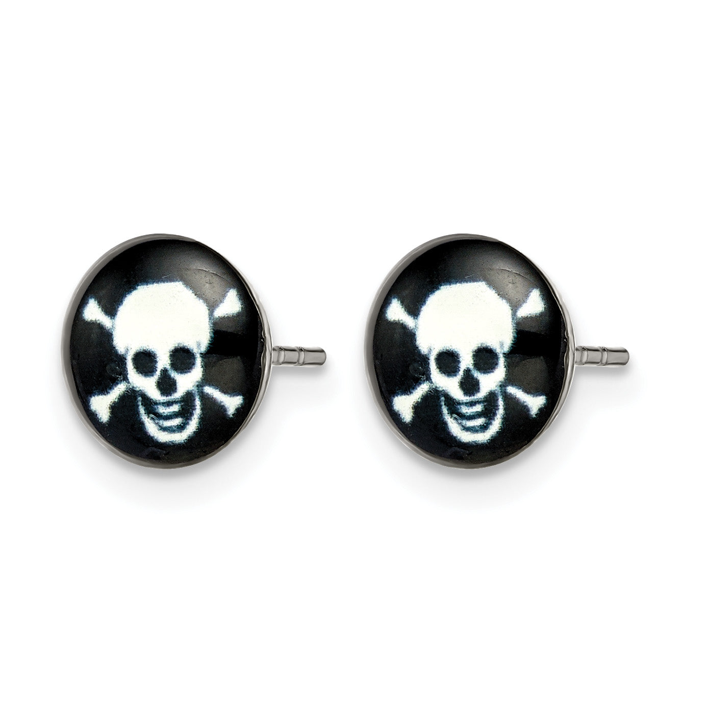 Stainless Steel Polished Button Earrings