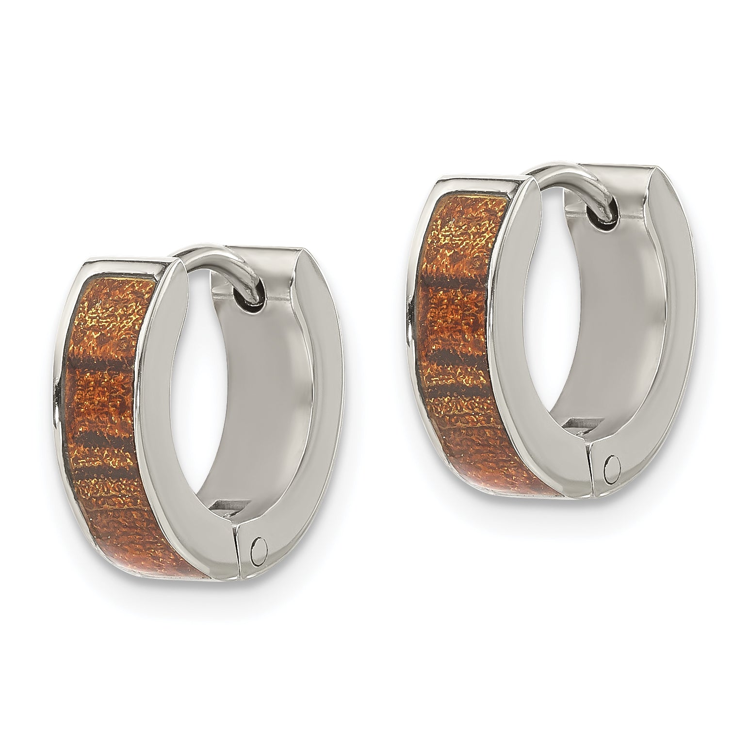 Stainless Steel Enamel Polished Round Hinged Huggie Hoop Earrings for Women Secondary image