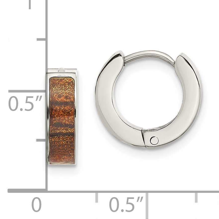 Stainless Steel Enamel Polished Round Hinged Huggie Hoop Earrings for Women