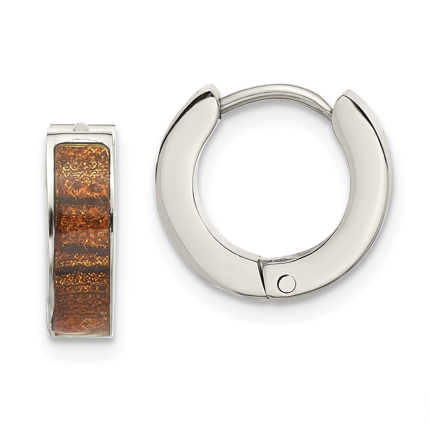 Stainless Steel Enamel Polished Round Hinged Huggie Hoop Earrings for Women