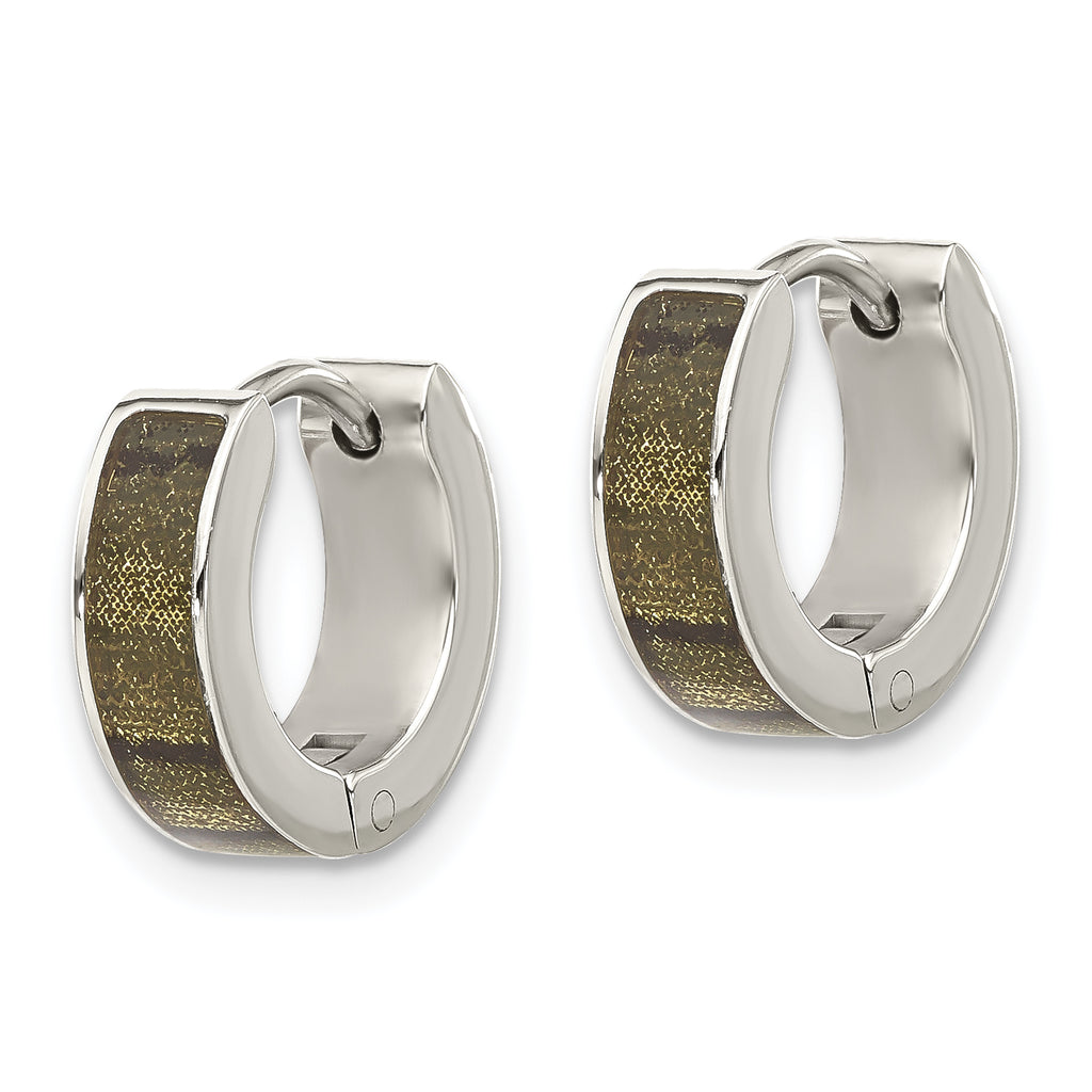 Stainless Steel Enamel Polished Round Hinged Huggie Hoop Earrings for Women