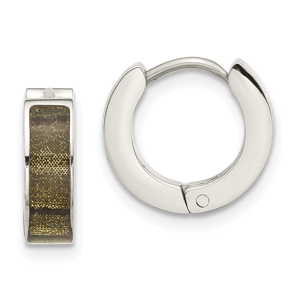 Stainless Steel Enamel Polished Round Hinged Huggie Hoop Earrings for Women
