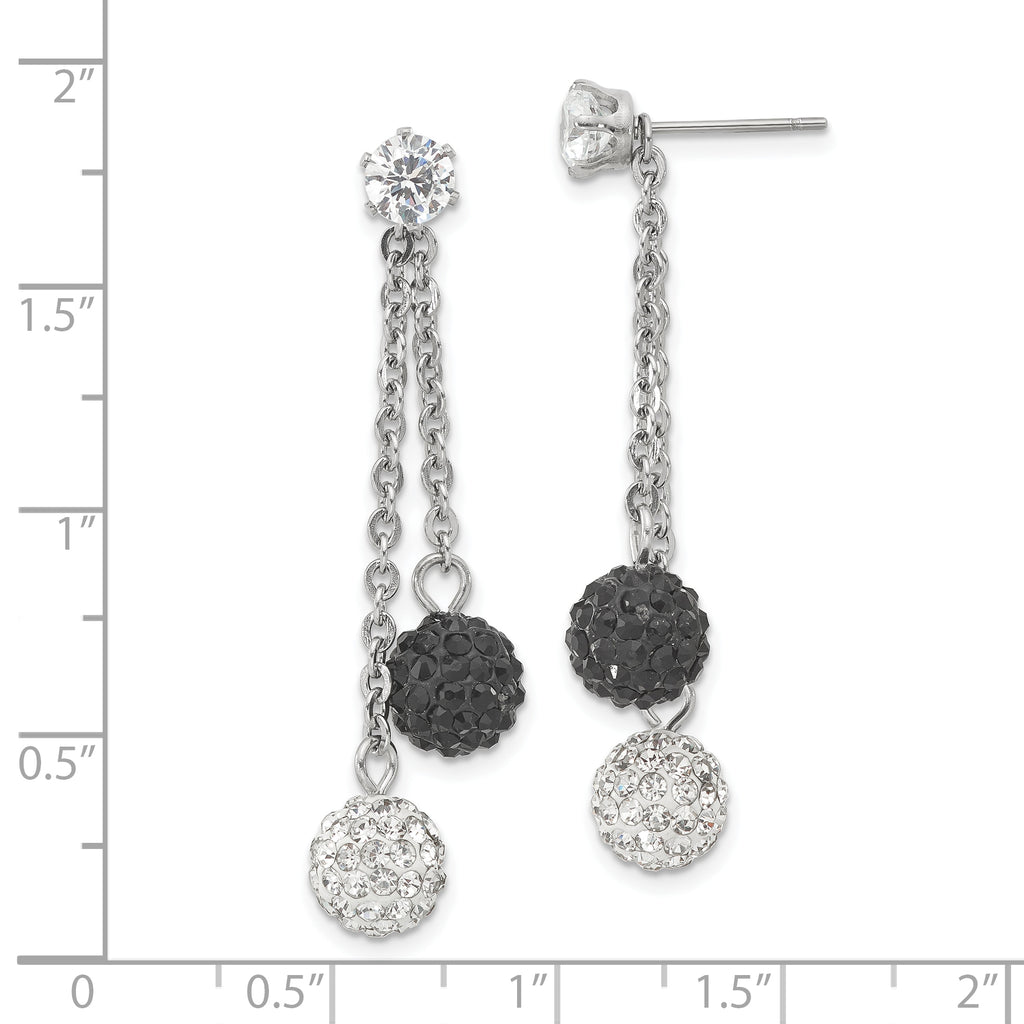 Stainless Steel Polished Multi-color Crystal Drop Dangle Earrings for Women