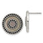 Stainless Steel Polished Pear Black Mother of Pearl Button Earrings for Women