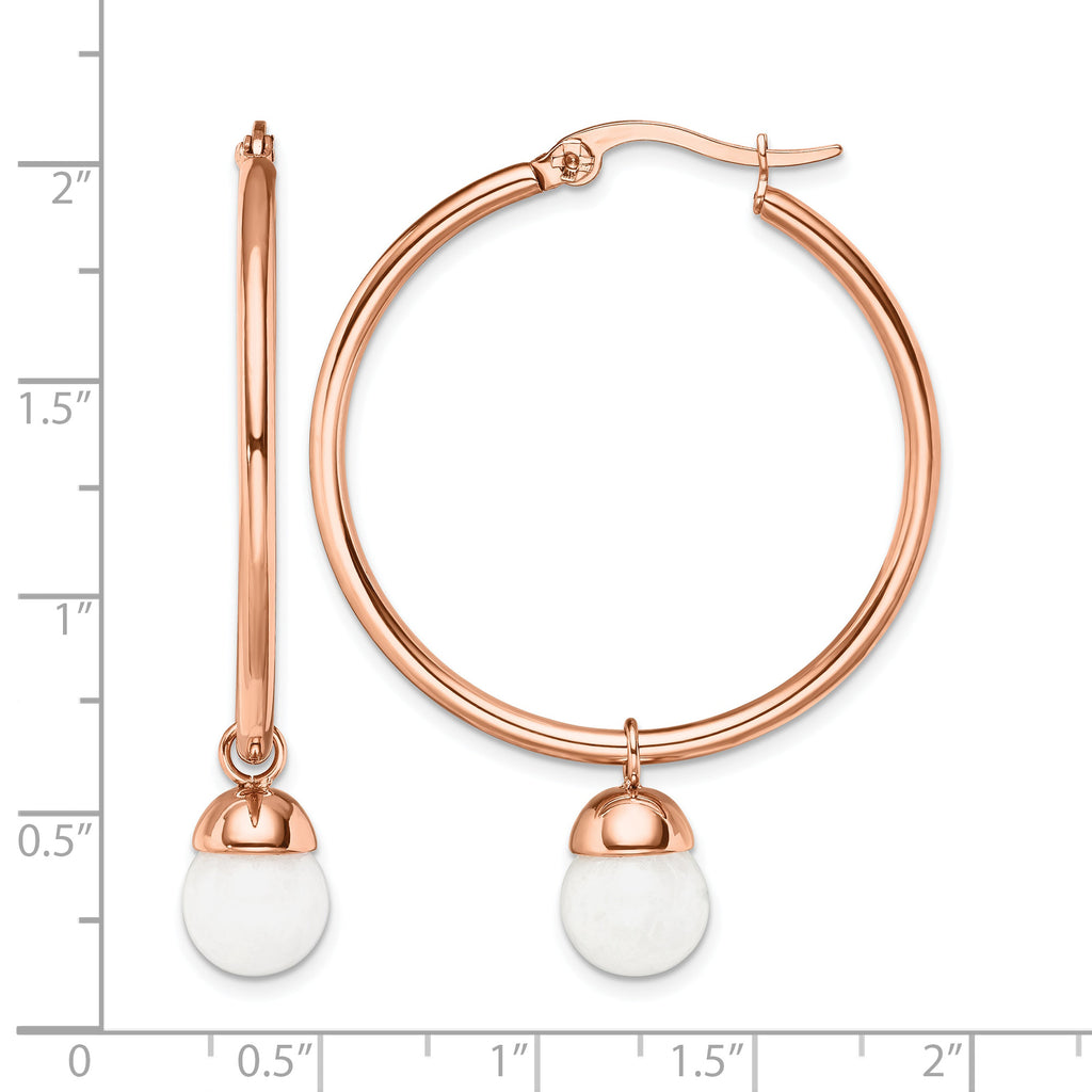 Stainless Steel Rose Gold-Tone Polished Hoop Earrings for Women